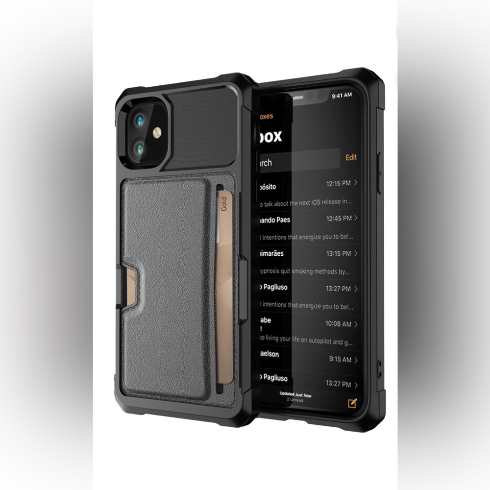 Black Phone Case - iPhone 12/12 pro- with card holder - NWT